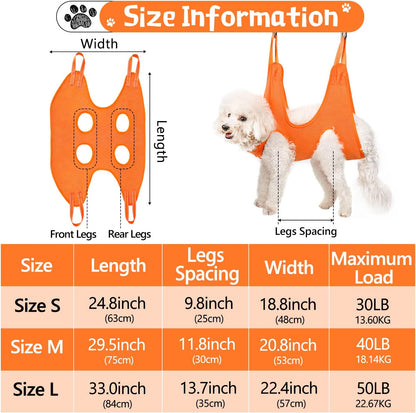 Dog Grooming Hammock Sling for Nail Clipping, Pet Hammock Harness Holder for Medium & Large Cats Nail Trimming, Bathing Washing, Ear/Eye Care