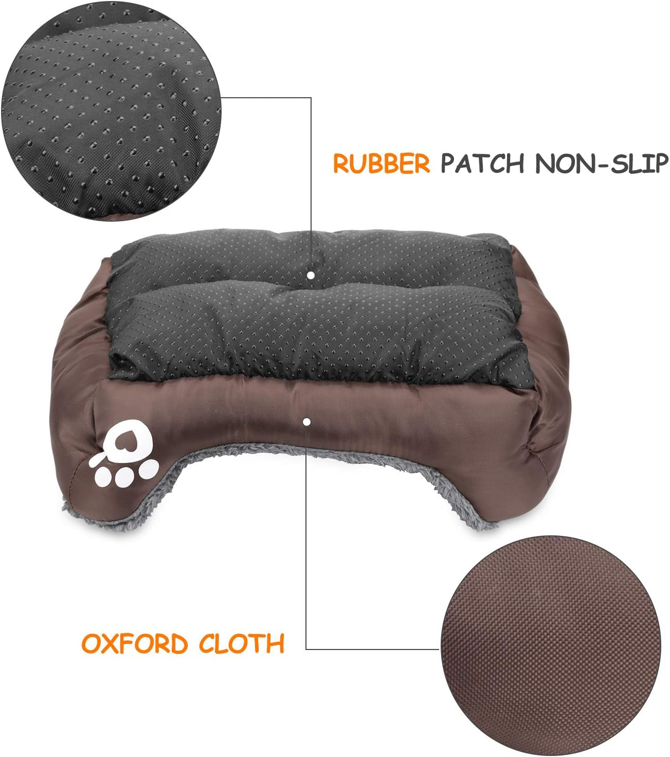 Dog Bed, Super Soft Pet Sofa Cats Bed, Non Slip Bottom Pet Lounger,Self Warming and Breathable Pet Bed Premium Bedding (S)-Coffee