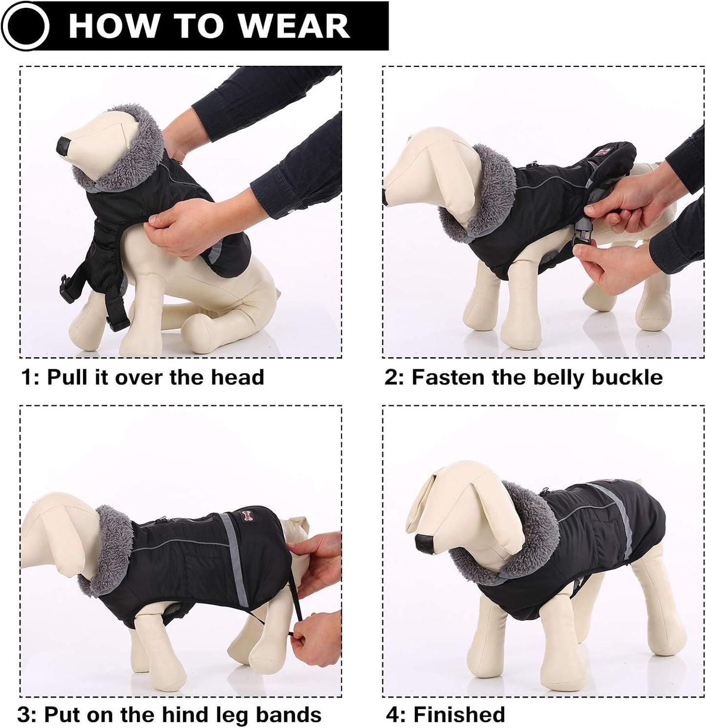 Warm Dog Coat Reflective Dog Jacket, Waterproof Dog Winter Coat Turtleneck Dog Clothes for Cold Weather, Thick Fleece Dog Snowsuit Christmas Dog Vest Pet Apparel for Small Medium Large Dogs L