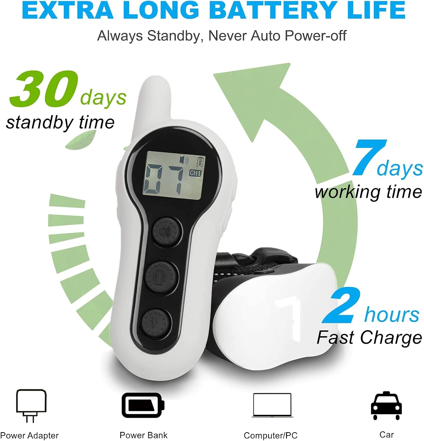 Dog Shock Collar, Rechargeable Waterproof Dog Training Collar with Remote for 8-120Lbs Small Medium Large Dogs Bark Collar with Beep Vibration and Static Shock 3 Training Models