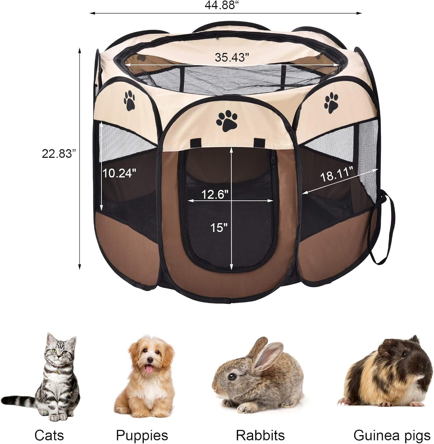 Portable Foldable Pet Playpen Puppy Exercise Kennel with Carrying Case for Dogs Cats Indoor Outdoor Travel Camping Use 45 X 45 X 23 Inch