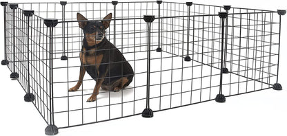 Small Animal Playpen, Small Animal Cage for Indoor Outdoor Use, Portable Metal Wire Yard Fence for Small Animal, Guinea Pigs, Bunny, Turtle, Hamster (11.8X11.8)