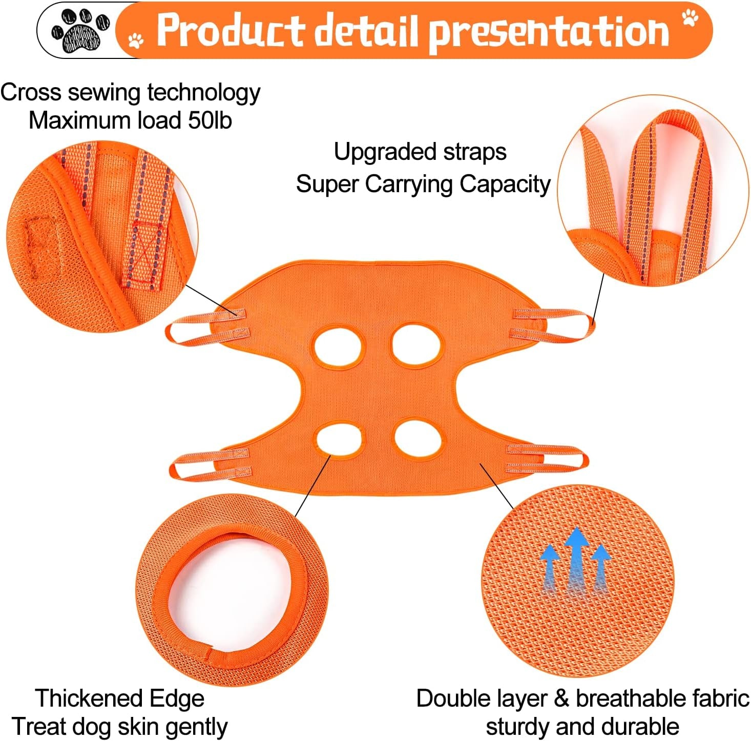 Dog Grooming Hammock Sling for Nail Clipping, Pet Hammock Harness Holder for Medium & Large Cats Nail Trimming, Bathing Washing, Ear/Eye Care