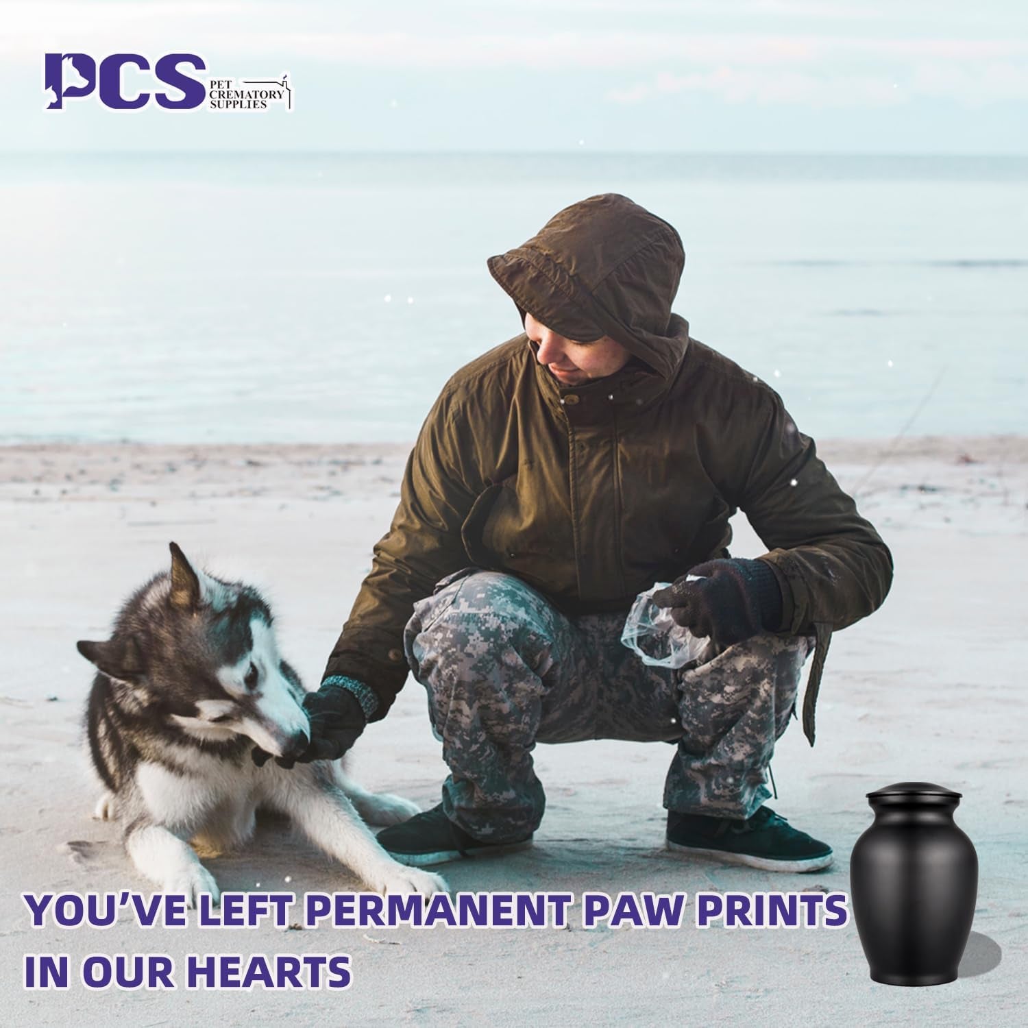 PCS Memorial Pet Cremation Urns for Dogs Ashes, Dog Keepsake Urns for Ashes, Black Pet Urn-Small