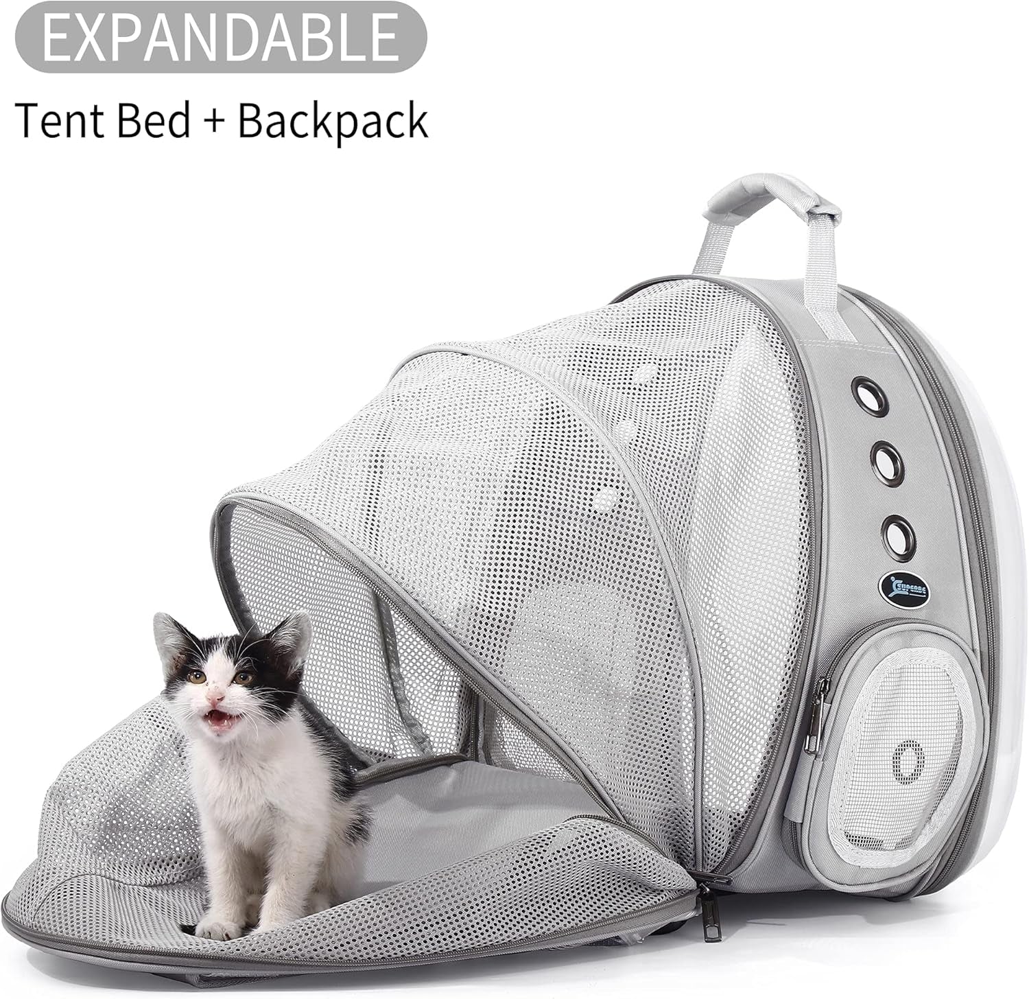 Cat Backpack Carrier, Ventilate Transparent Pet Backpack for Small Dogs Hiking, Travel, Outdoor, Airline-Approved Space Capsule Backpack (Grey)