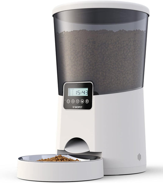 Automatic Cat Feeder,236Oz/7L Dog Feeder Pet Food Dispenser with Programmable Timer,Portion Control 1-4 Meals per Day,Voice Recorder & Dual Power Supply for Cats Dogs (7L)