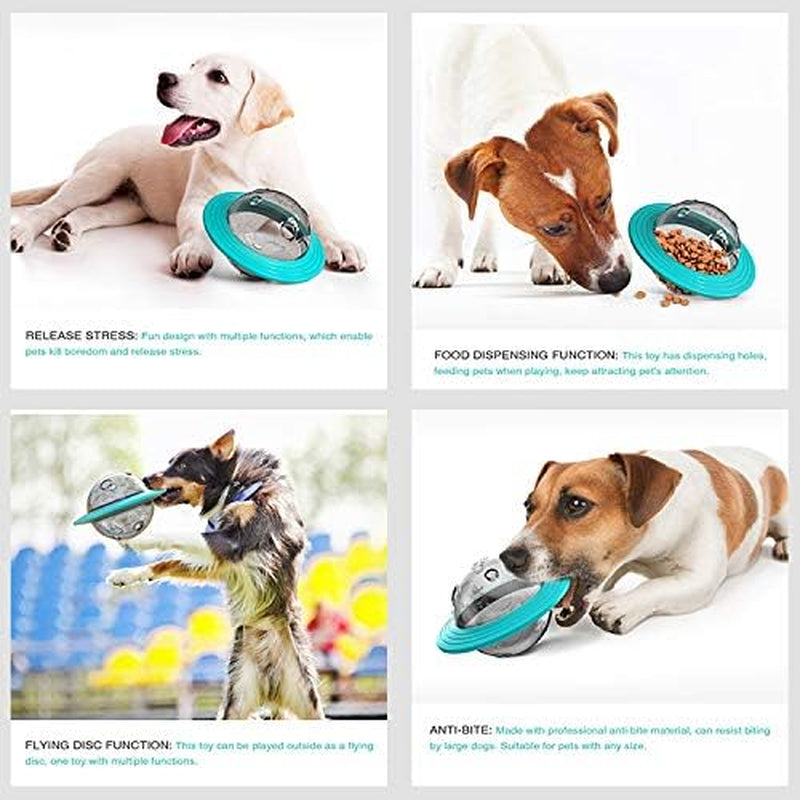 Interactive Dog & Cat Treat Ball Toy Paraflight Flyer Frisbee Design, IQ Food Dispenser Dog Puzzle Slow Feeder Funny for Small Medium Dogs Stimulation Playing Chasing Chewing