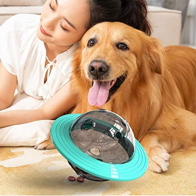 Interactive Dog & Cat Treat Ball Toy Paraflight Flyer Frisbee Design, IQ Food Dispenser Dog Puzzle Slow Feeder Funny for Small Medium Dogs Stimulation Playing Chasing Chewing