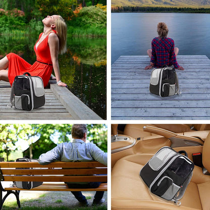 Pet Carrier Backpack Expandable Collapsible Dog Backpack Carrier for Small Dogs Cats, Breathable Pet Backpack Bag for Travel (11Black)