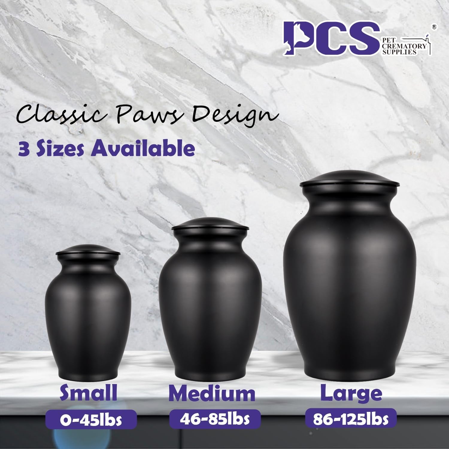 PCS Memorial Pet Cremation Urns for Dogs Ashes, Dog Keepsake Urns for Ashes, Black Pet Urn-Small