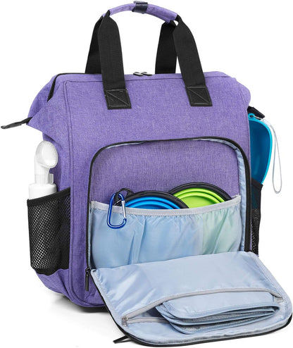Dog Travel Backpack Pet Supplies Tote Bag Weekend Dog Backpack, Airline Approved Tote Organizer for Dogs and Cats with Multi-Function Pockets, Purple