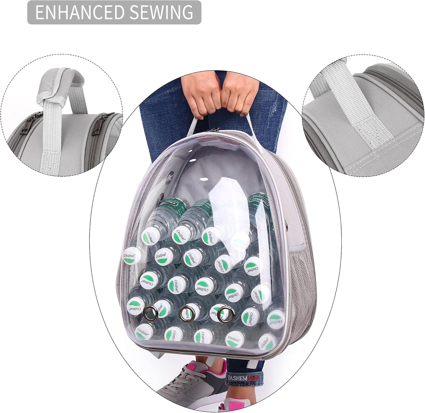 Cat Backpack Carrier, Ventilate Transparent Pet Backpack for Small Dogs Hiking, Travel, Outdoor, Airline-Approved Space Capsule Backpack (Grey)