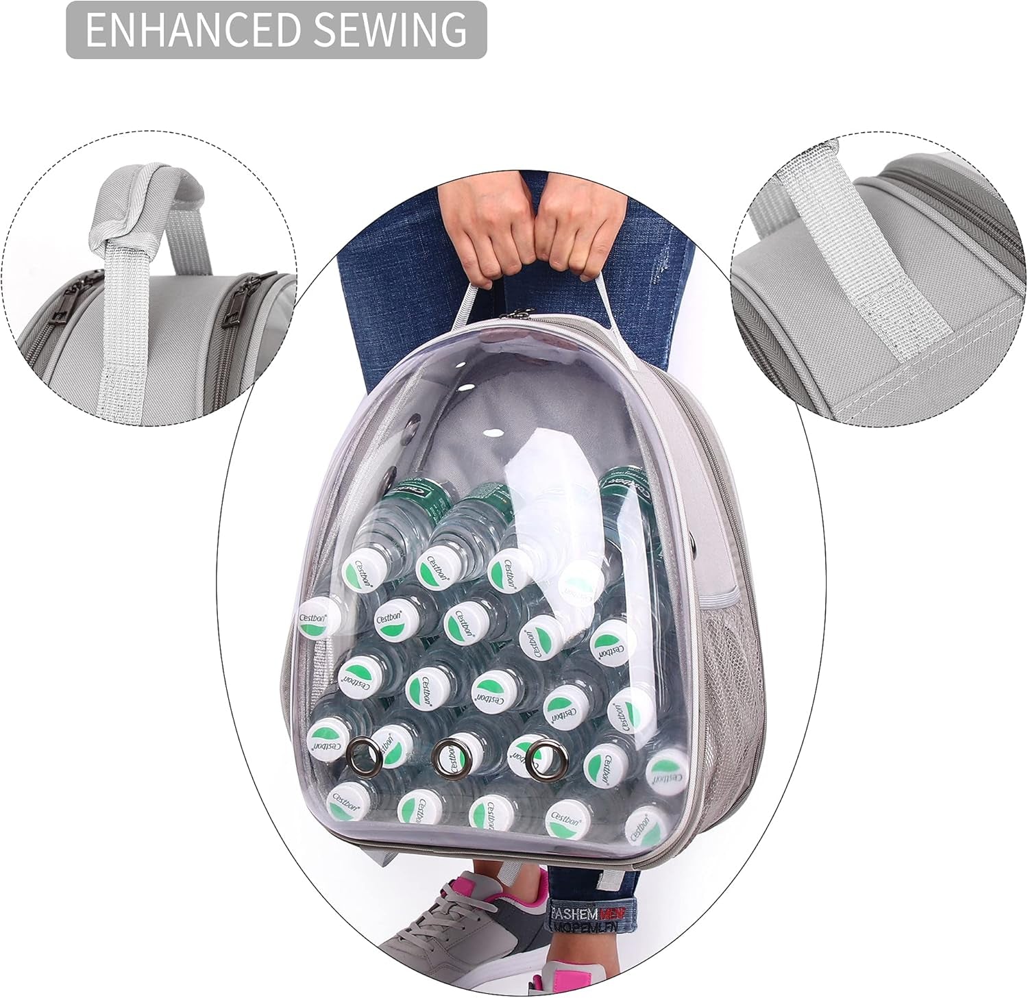 Cat Backpack Carrier, Ventilate Transparent Pet Backpack for Small Dogs Hiking, Travel, Outdoor, Airline-Approved Space Capsule Backpack (Grey)