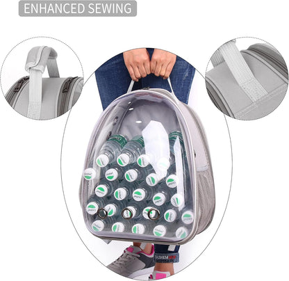 Cat Backpack Carrier, Ventilate Transparent Pet Backpack for Small Dogs Hiking, Travel, Outdoor, Airline-Approved Space Capsule Backpack (Grey)