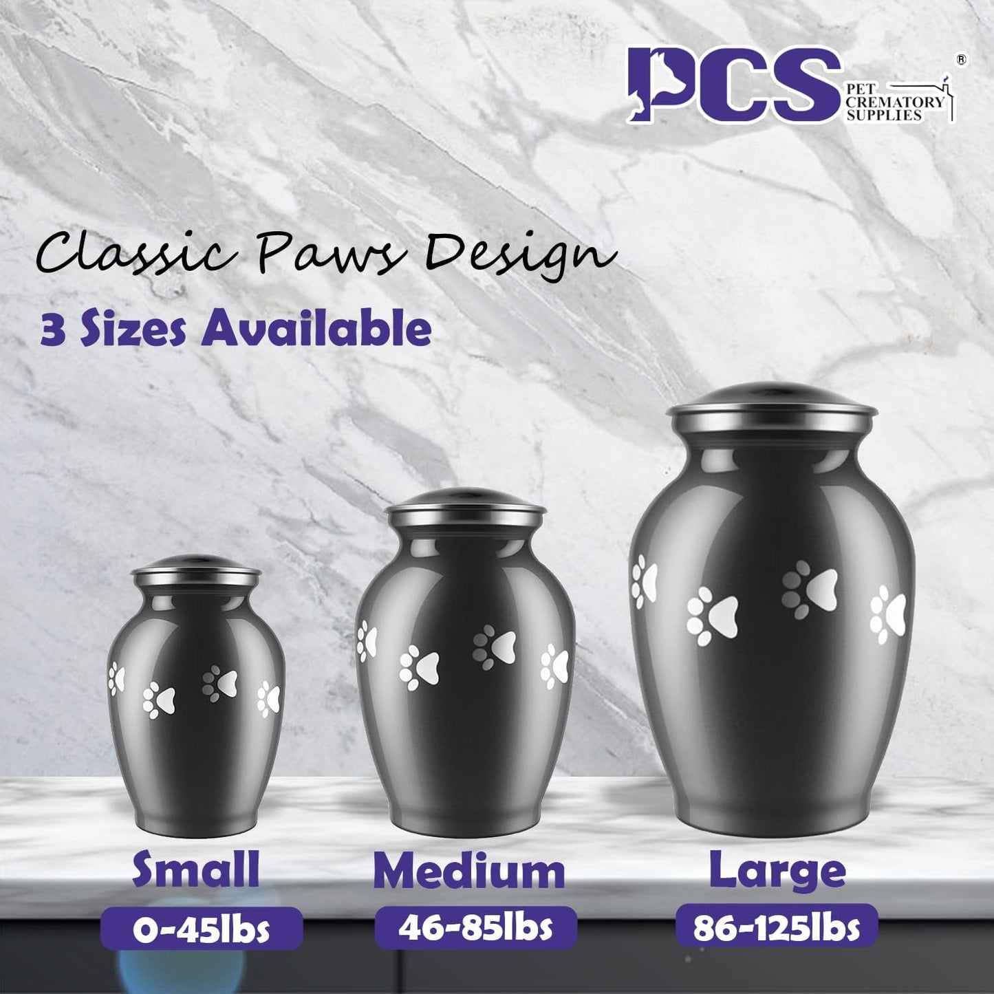 PCS Pet Memorial Cremation Urns for Dogs and Cats Ashes, Dog Keepsake Urns for Ashes with Paw Prints-Large