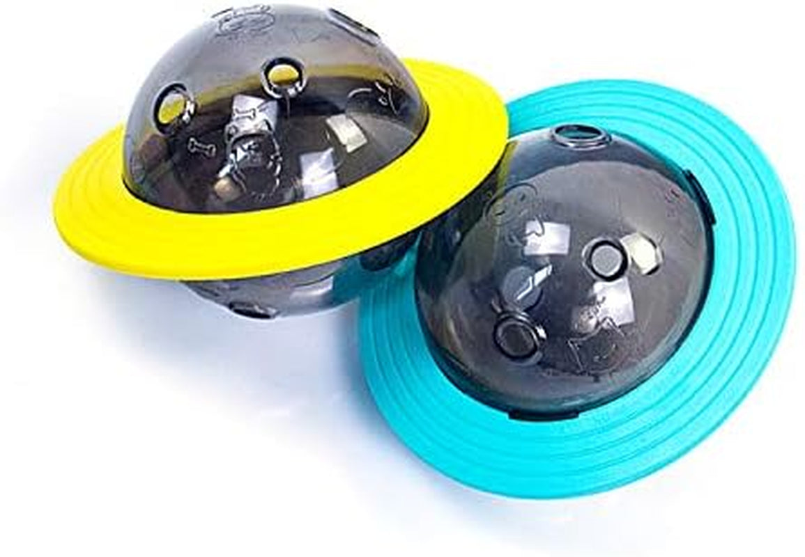 Interactive Dog & Cat Treat Ball Toy Paraflight Flyer Frisbee Design, IQ Food Dispenser Dog Puzzle Slow Feeder Funny for Small Medium Dogs Stimulation Playing Chasing Chewing