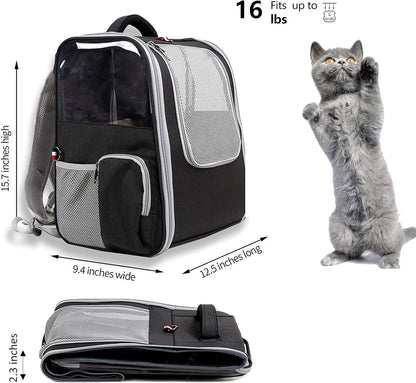 Pet Carrier Backpack Expandable Collapsible Dog Backpack Carrier for Small Dogs Cats, Breathable Pet Backpack Bag for Travel (11Black)
