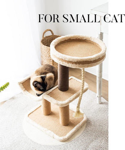 Cat Tree with Scratching Post - Cozy Design of Cat Hammock and Teasing Sisal Cat Rope Invariably Allure Kitten to Stay around This Sturdy and Easy to Assemble Cat Furniture (Comfort Beige)