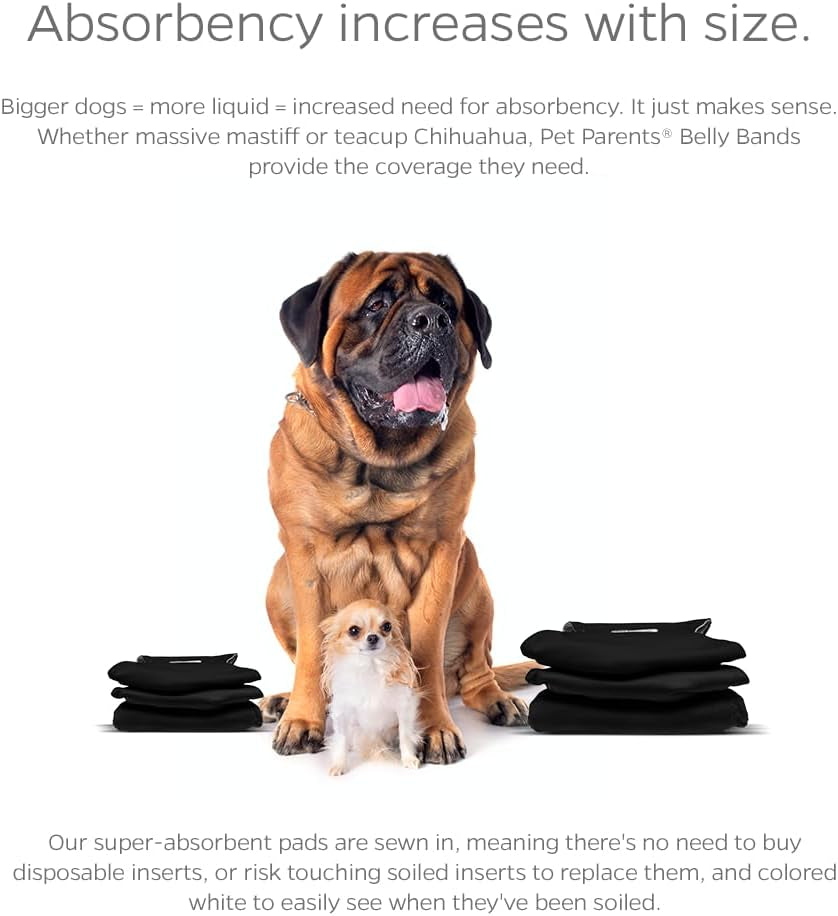 ® Washable Belly Bands for Male Dogs (3Pack) + Extendrs® of Durable Dog Diapers Male, Premium Male Dog Diapers & Dog Wraps (Large, Black)