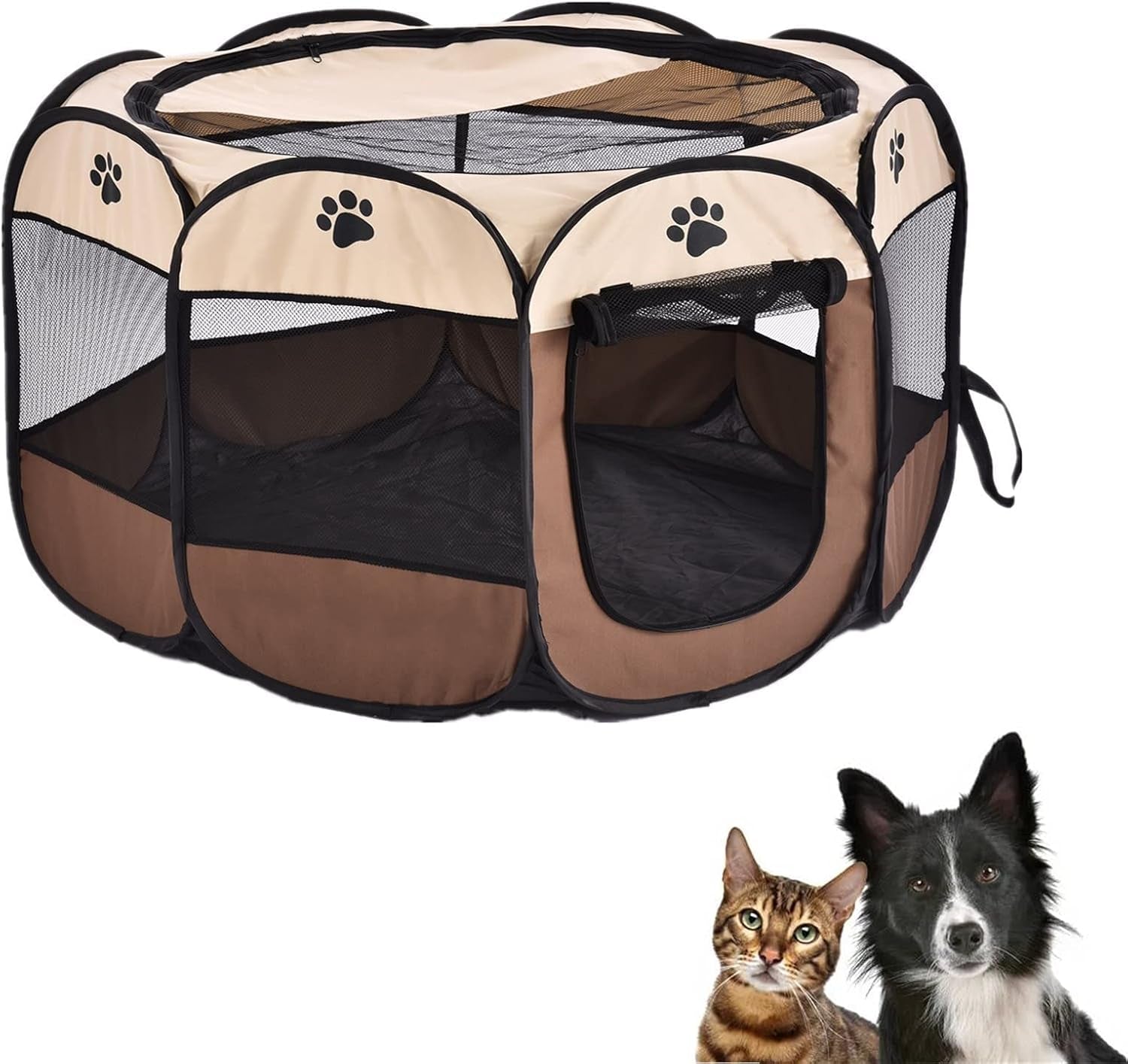 Portable Foldable Pet Playpen Puppy Exercise Kennel with Carrying Case for Dogs Cats Indoor Outdoor Travel Camping Use 45 X 45 X 23 Inch