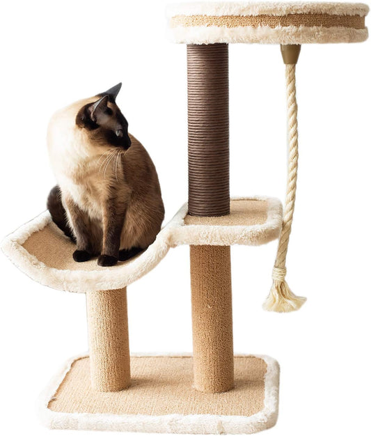 Cat Tree with Scratching Post - Cozy Design of Cat Hammock and Teasing Sisal Cat Rope Invariably Allure Kitten to Stay around This Sturdy and Easy to Assemble Cat Furniture (Comfort Beige)