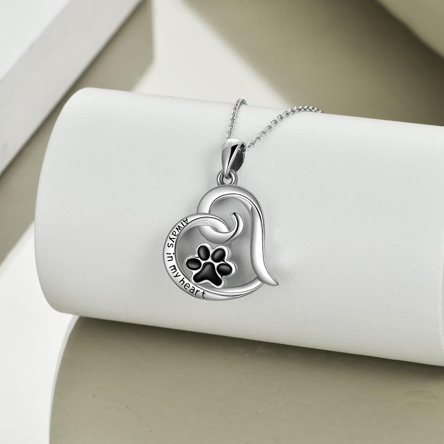 Cremation Jewelry for Pet Ashes Urn Necklace for Ashes Keepsake Memory Jewelry for Ashes for Dog Cat Paw (2-Heart)