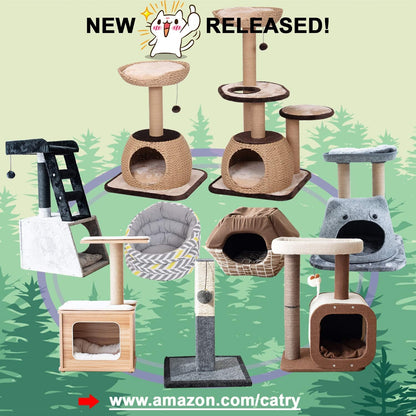 Cat Tree with Scratching Post - Cozy Design of Cat Hammock and Teasing Sisal Cat Rope Invariably Allure Kitten to Stay around This Sturdy and Easy to Assemble Cat Furniture (Comfort Beige)