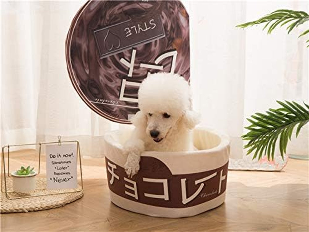 Cute Dog Bed Cat Bed Pet Sofa,Keep Warm and Super Soft Creative Pet Nest,Waterproof Bottom round Pet Bed for Small Cats and Small Dogs Removable Washable Cushion (Chocolate Style)