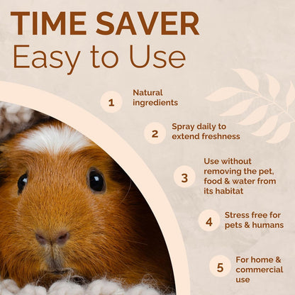No Scent Small Animal Guinea Pig Cage Cleaner | Hamster & Rabbit Habitat Pet Odor Spray (2 Fl Oz / 59 Ml) Pack of 2
