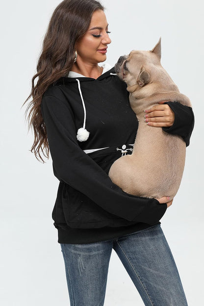 Fleece Pet Cat Small Day Pouch Hoodie Carrier Holder Carrying Sweatshirt Kangaroo Pocket