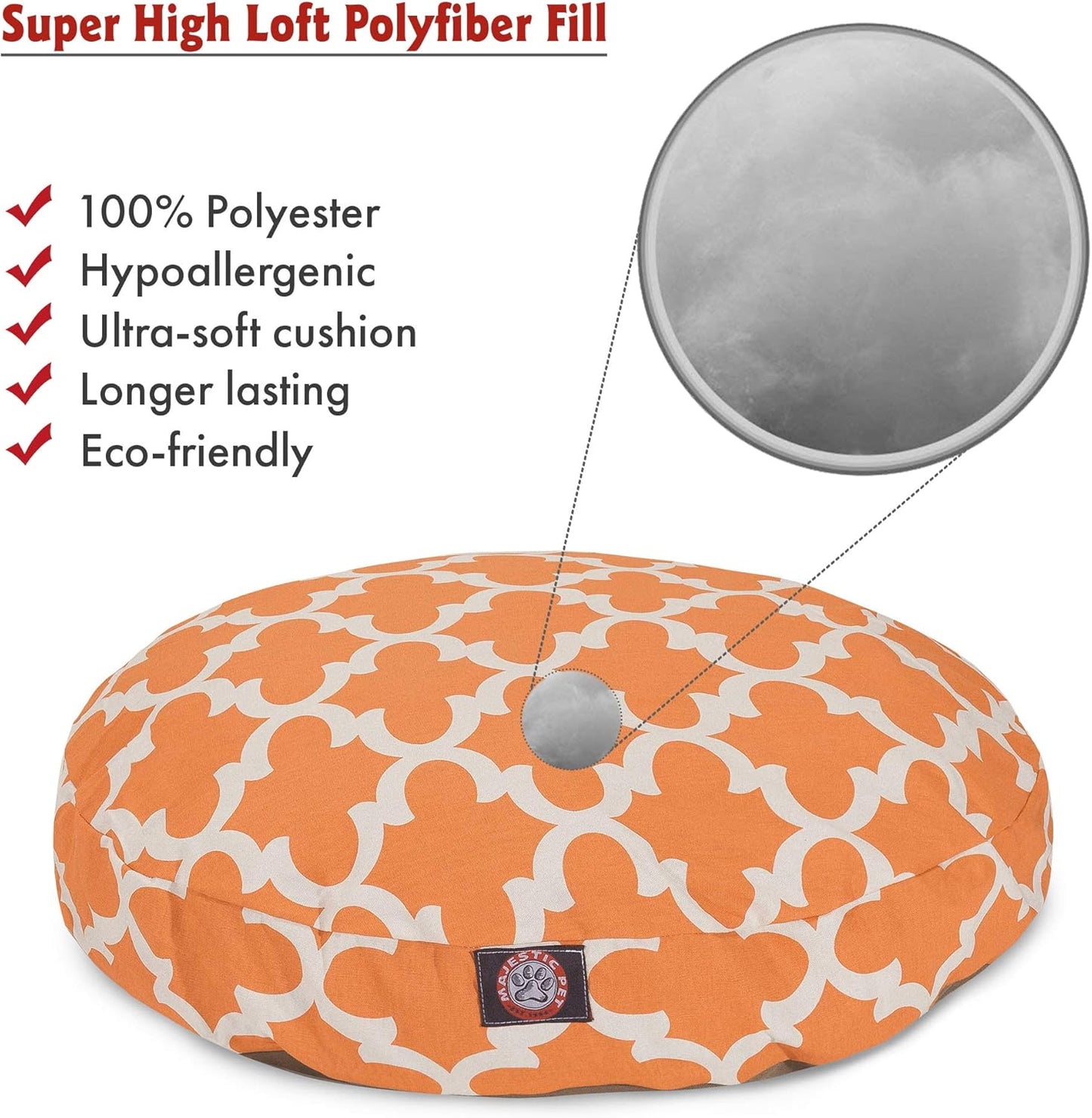 Peach Trellis Medium round Indoor Outdoor Pet Dog Bed with Removable Washable Cover by  Products