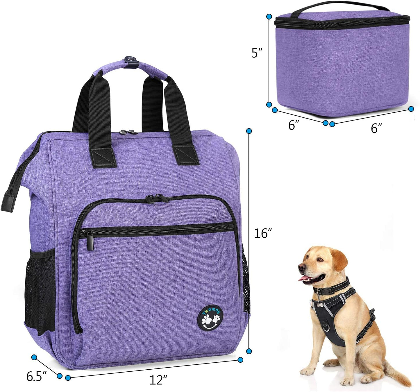 Dog Travel Backpack Pet Supplies Tote Bag Weekend Dog Backpack, Airline Approved Tote Organizer for Dogs and Cats with Multi-Function Pockets, Purple
