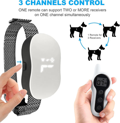 Dog Shock Collar, Rechargeable Waterproof Dog Training Collar with Remote for 8-120Lbs Small Medium Large Dogs Bark Collar with Beep Vibration and Static Shock 3 Training Models