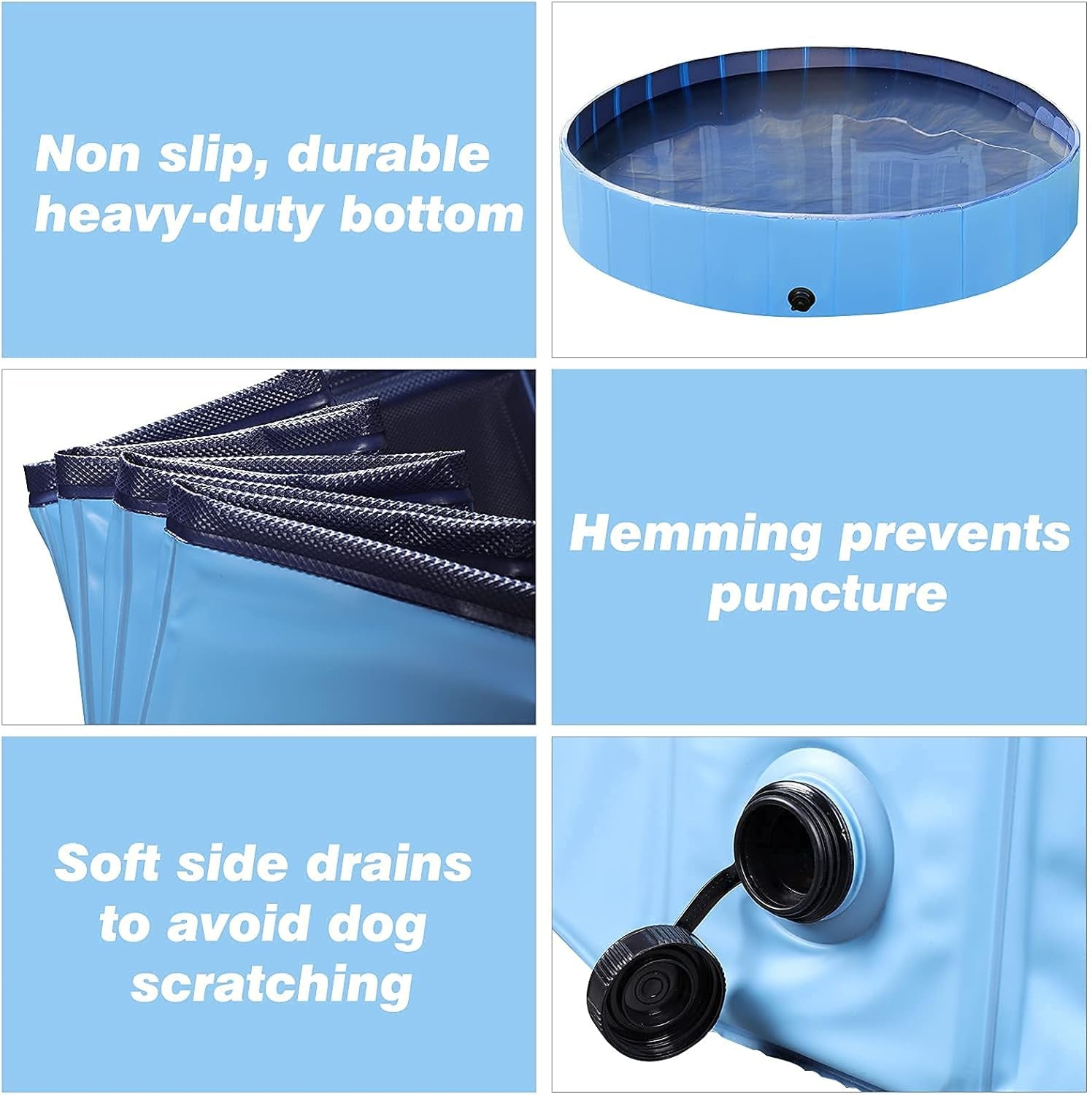 Foldable Dog Pet Pool - Large Foldable Bathing Tub for Dogs Cats, Portable Kiddie Pool, Indoor Outdoor Swimming Pool for Pet, PVC Non-Slip Pet Dog Cat Bathing Tub Children Pet Dog Pool