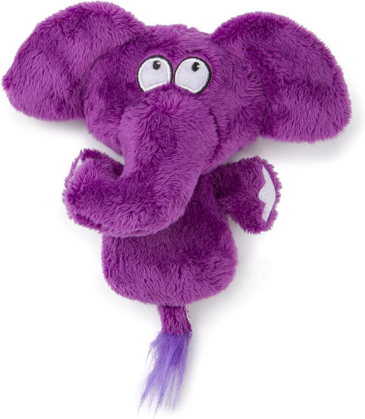 ! Flattie Elephant Silent Squeak Plush Dog Toy W/ Chew Guard Technology - Purple, Mini