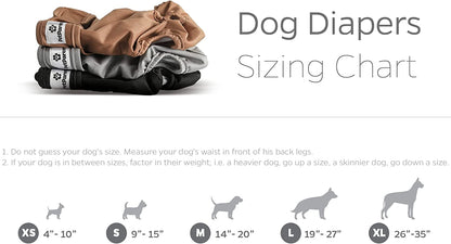 ® Washable Dog Diapers (3Pack) + Extendrs® of Durable Doggie Diapers, Premium Dog Diapers Female (X-Large, Natural)