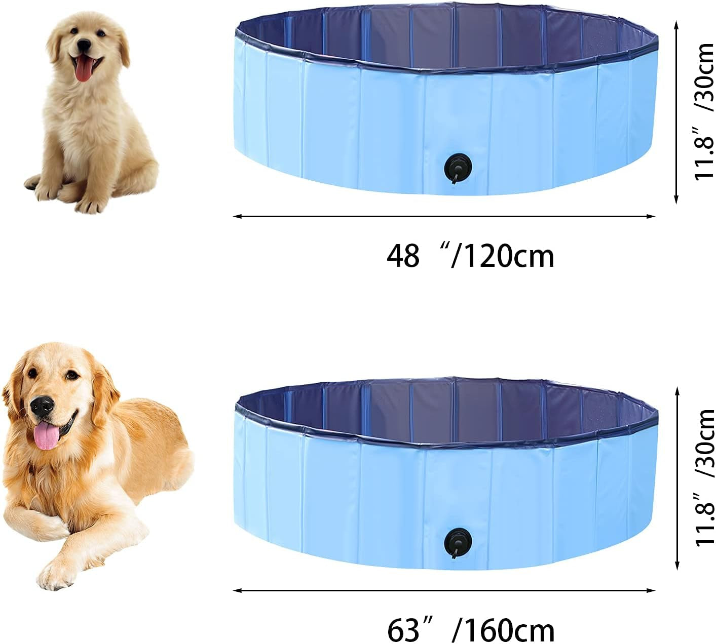 Foldable Dog Pet Pool - Large Foldable Bathing Tub for Dogs Cats, Portable Kiddie Pool, Indoor Outdoor Swimming Pool for Pet, PVC Non-Slip Pet Dog Cat Bathing Tub Children Pet Dog Pool