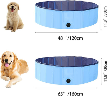 Foldable Dog Pet Pool - Large Foldable Bathing Tub for Dogs Cats, Portable Kiddie Pool, Indoor Outdoor Swimming Pool for Pet, PVC Non-Slip Pet Dog Cat Bathing Tub Children Pet Dog Pool