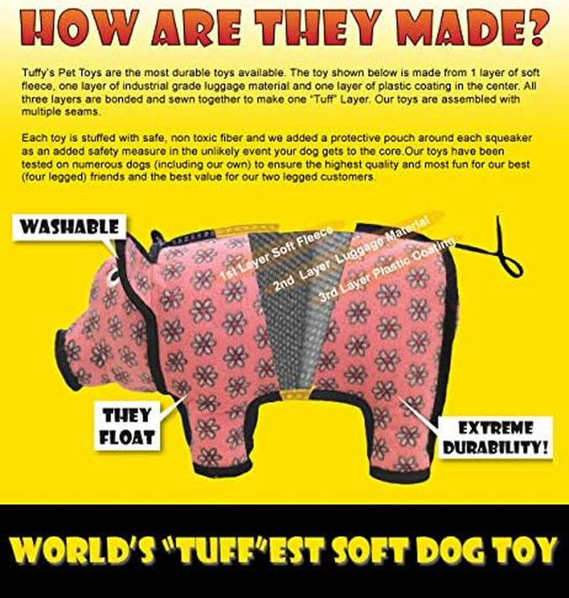 - World'S Tuffest Soft Dog Toy - Zoo Hippo - Squeakers - Multiple Layers. Made Durable, Strong & Tough. Interactive Play (Tug, Toss & Fetch). Machine Washable & Floats. (Regular)