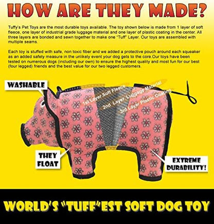 - World'S Tuffest Soft Dog Toy - Zoo Hippo - Squeakers - Multiple Layers. Made Durable, Strong & Tough. Interactive Play (Tug, Toss & Fetch). Machine Washable & Floats. (Regular)