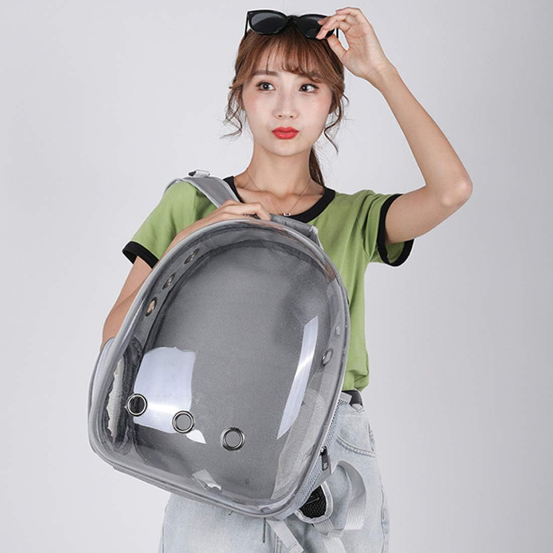 Pet Carrier, Cat/Dog Bubble Backpack, Pet Travel Bag, Small Space Pet Capsule,Airline-Approved Ventilate Transparent Capsule Backpack for Travel and Outdoor Use (Grey)