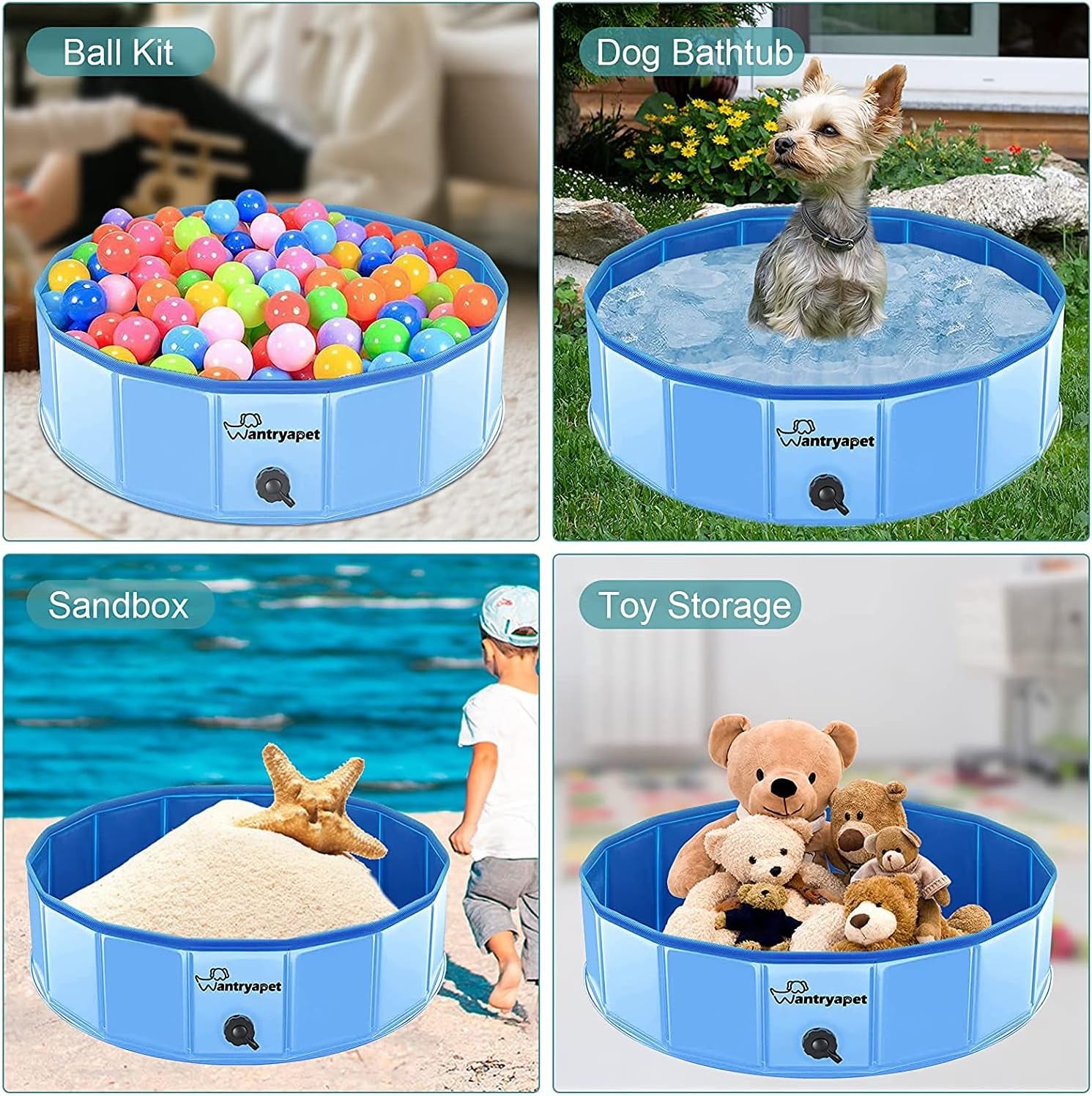 Foldable Dog Pool - 32Inch Portable Hard Plastic Pool, Slip-Resistant PVC Bathing Tub Outdoor Swimming Pool for Small Large Dogs Durable Bathing Tub Pool