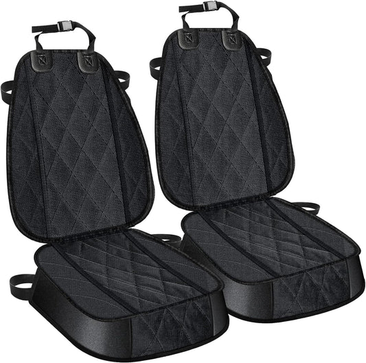 Thick Front Dog Car Seat Cover for Car SUV Waterproof Nonslip Pet Seat Covers for Jeep Dogs Cats, 2 Front Seats with Side Flaps, Black (2 Pack)
