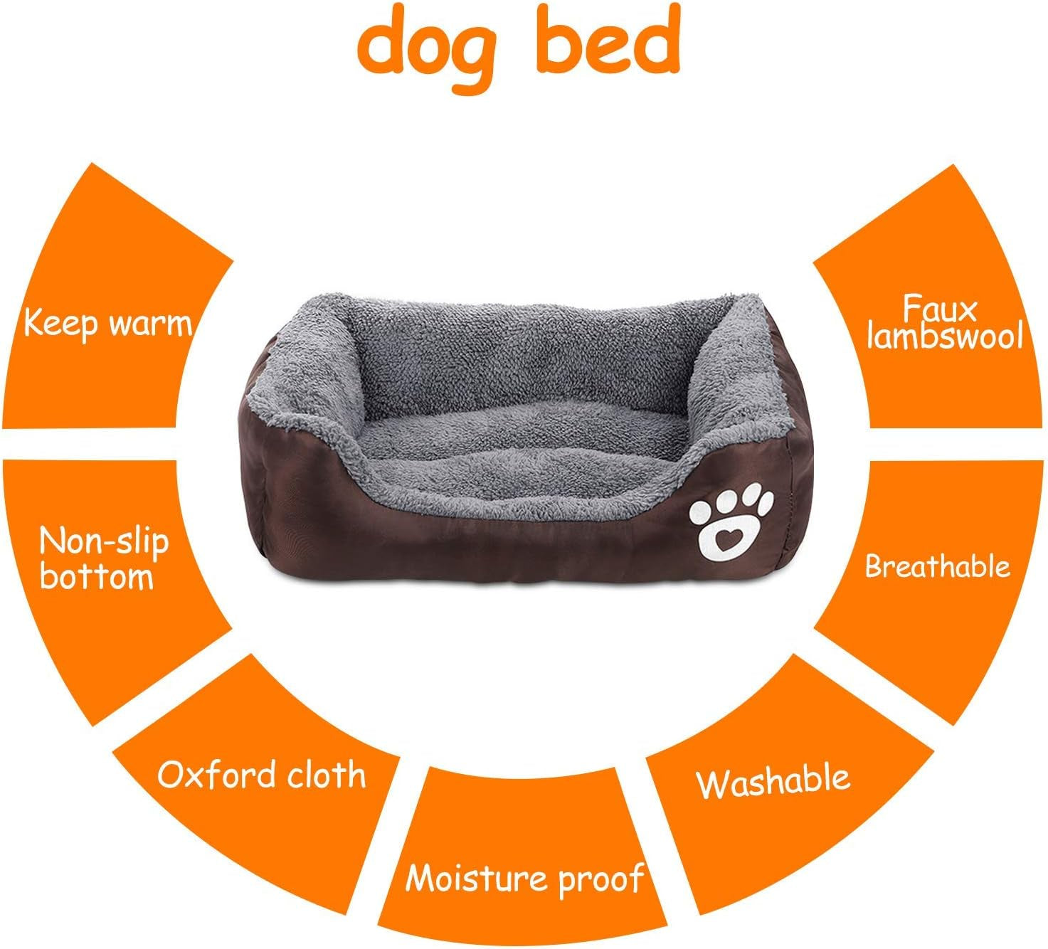 Dog Bed, Super Soft Pet Sofa Cats Bed, Non Slip Bottom Pet Lounger,Self Warming and Breathable Pet Bed Premium Bedding (S)-Coffee