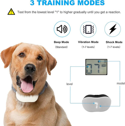 Dog Shock Collar, Rechargeable Waterproof Dog Training Collar with Remote for 8-120Lbs Small Medium Large Dogs Bark Collar with Beep Vibration and Static Shock 3 Training Models