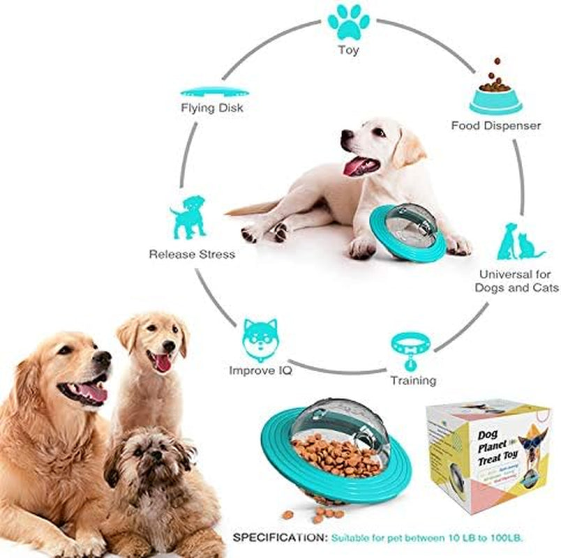 Interactive Dog & Cat Treat Ball Toy Paraflight Flyer Frisbee Design, IQ Food Dispenser Dog Puzzle Slow Feeder Funny for Small Medium Dogs Stimulation Playing Chasing Chewing