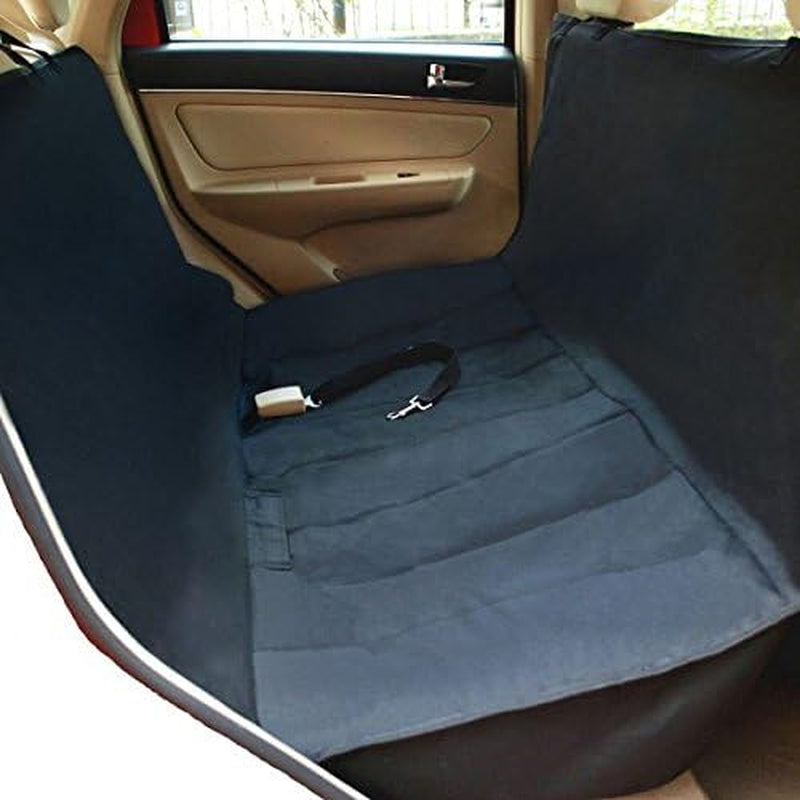 New Version Deluxe Waterproof Pet Seat Cover with Bonus Pet Car Seat Belt for Cars and SUV -Nonslip, Quilted, Extra Side Flaps, Machine Washable Pet Hammock Car Seat Cover