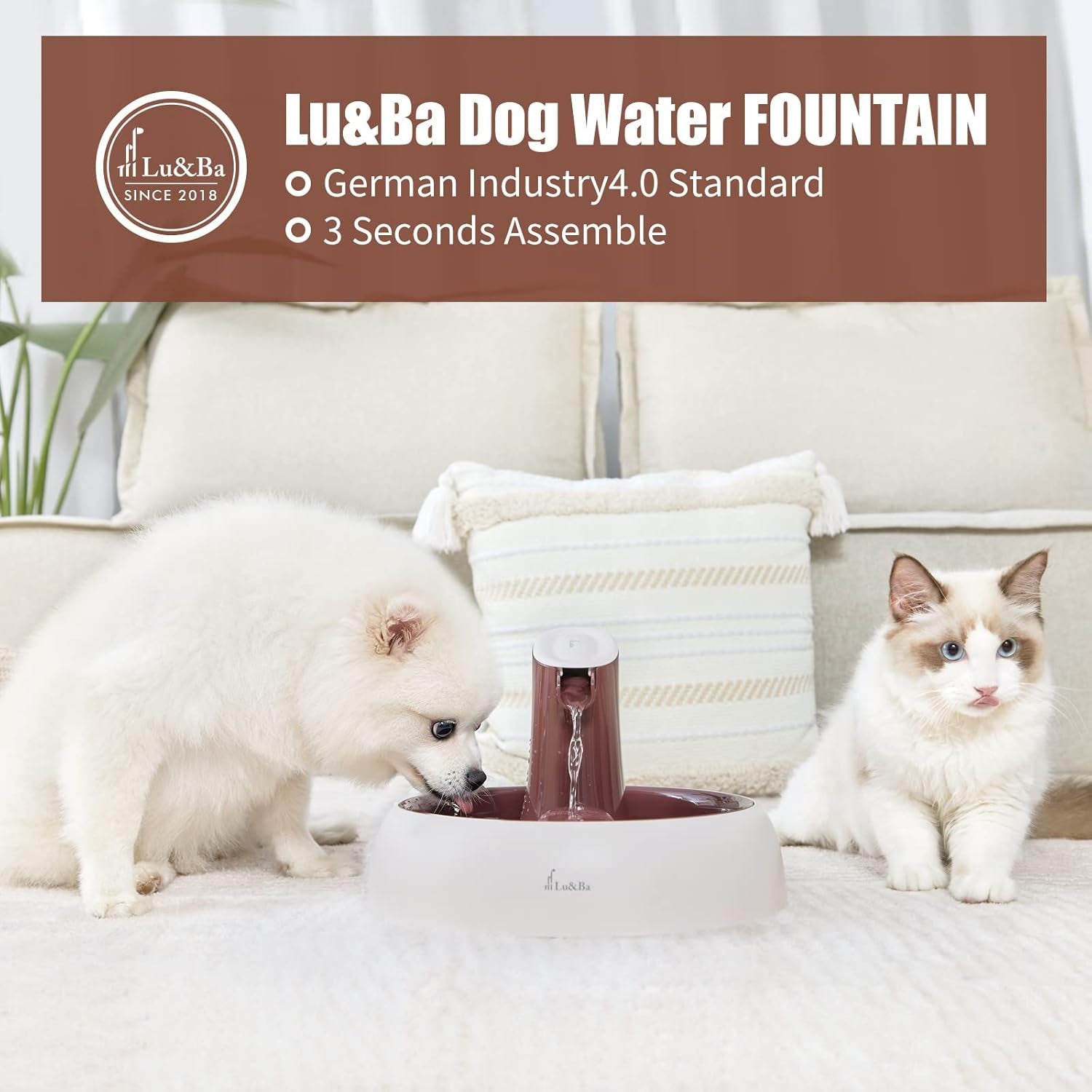 Cat Water Fountain, Automatic Pink Pet Water Fountain Adjustable Water Flow Setting Drinking Fountain for Cats Dogs Pet