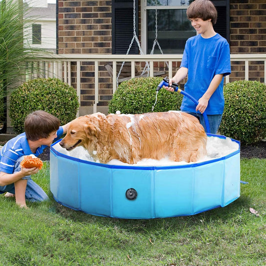 PVC Foldable Dog Pool Pet Bath Swimming Collapsible Cat Bathtub Portable Non-Slip Pet Bath Pool Outdoor Kiddie Pool Leakproof Bathing Tub Water Pond Pool for Kids Bath Pool (M),Medium