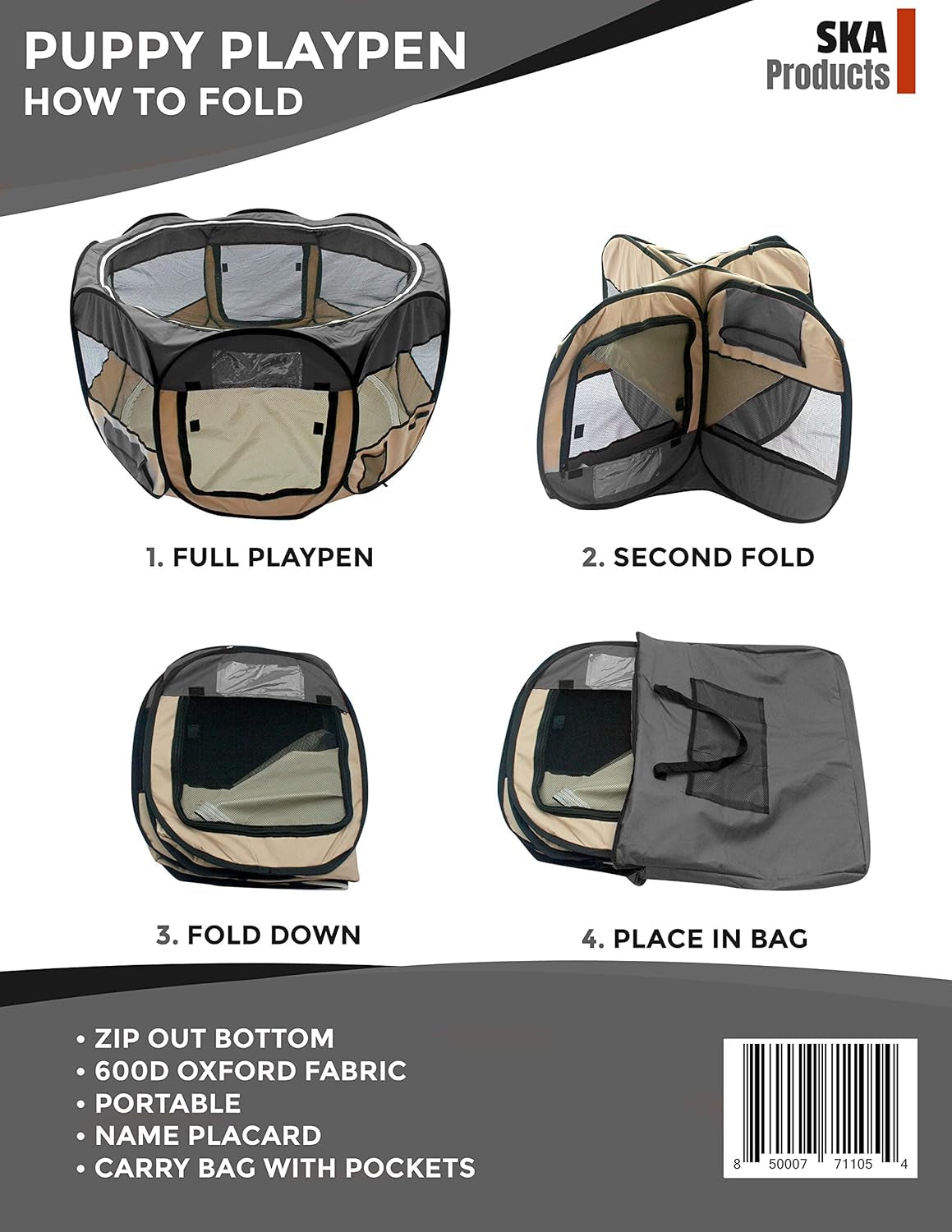Gray 45" Pop up Puppy Pet Playpen
